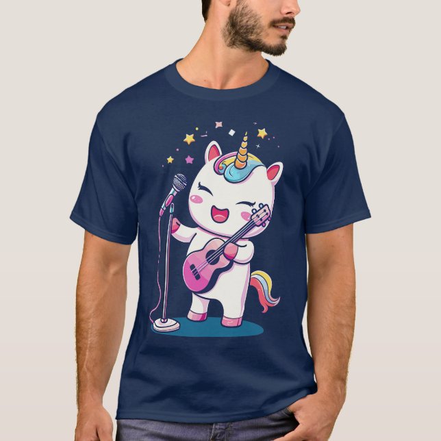 cute unicorn as a musician T-Shirt (Front)