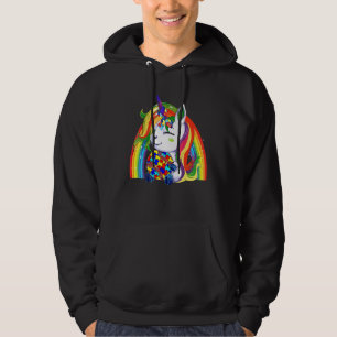 Cute Unicorn Autism Awareness Rainbow Baseball Fun Hoodie