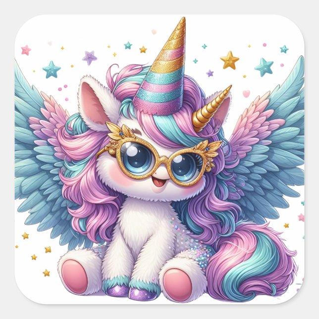 Cute Unicorn avec Sticker Stars (Devant)