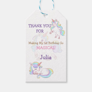 Cute Unicorn baby girl birthday  Gift Tags