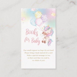 Cute Unicorn Baby Girl Shower Books for Baby Enclosure Card