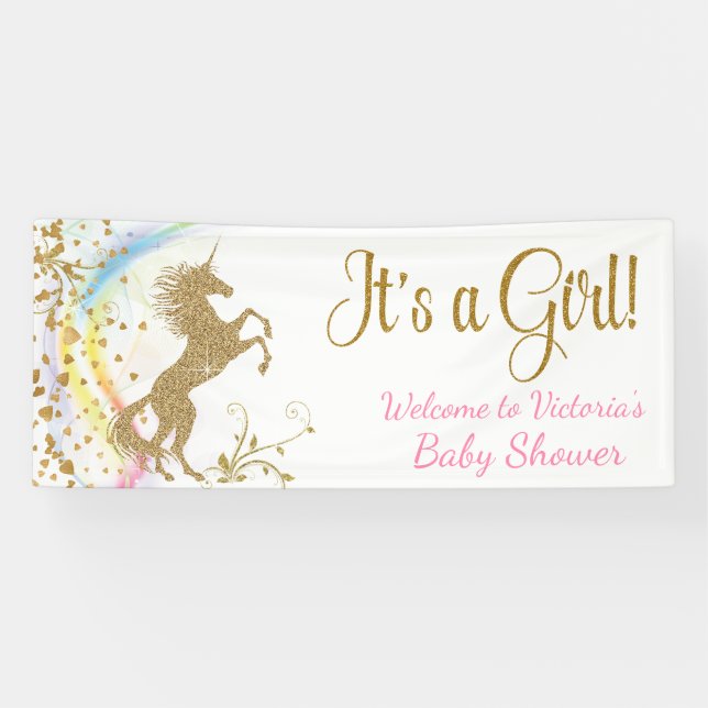 Cute Unicorn Baby Shower Banner (Horizontal)