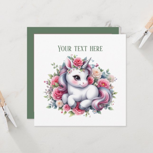Cute unicorn baby shower customizable  invitation (Front/Back In Situ)