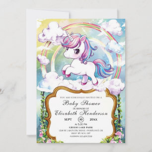 Cute Unicorn Baby Shower Invitation