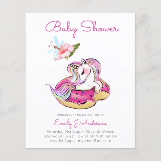 Cute Unicorn Baby Shower Invitation (Front)