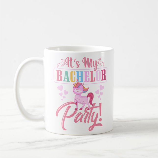 Cute Unicorn Bachelor Party Coffee Mug (Left)