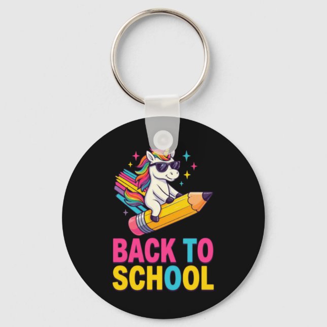 Cute Unicorn Back To School First Day Of School Keychain (Front)