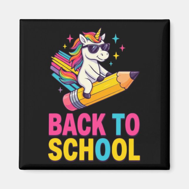 Cute Unicorn Back To School First Day Of School Magnet (Front)
