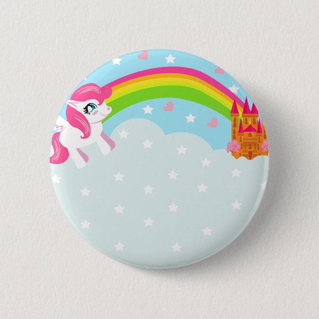 cute unicorn Badge 2 Inch Round Button (Front)