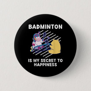 Cute Unicorn Badminton Is My Secret To Happiness U 2 Inch Round Button
