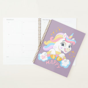 Cute unicorn Be Happy Planner