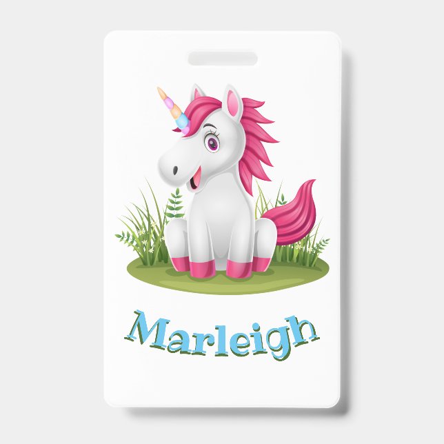 Cute Unicorn Birthday Badge Party Favour (Front)