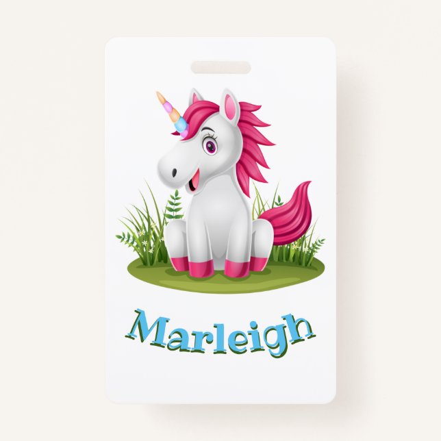 Cute Unicorn Birthday Badge Party Favour (Front)