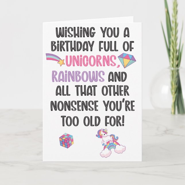 Cute Unicorn Birthday Card For The Fanatics (Front)