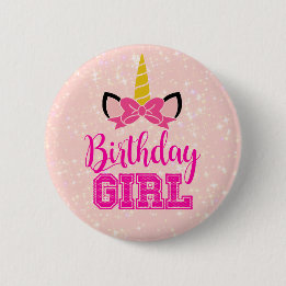 Cute Unicorn BIRTHDAY GIRL 2 Inch Round Button