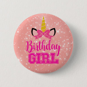Cute Unicorn BIRTHDAY GIRL 2 Inch Round Button