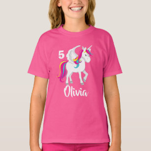 Cute Unicorn Birthday Girl Personalized Pink Kids T-Shirt