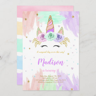 Cute Unicorn Birthday Invitation