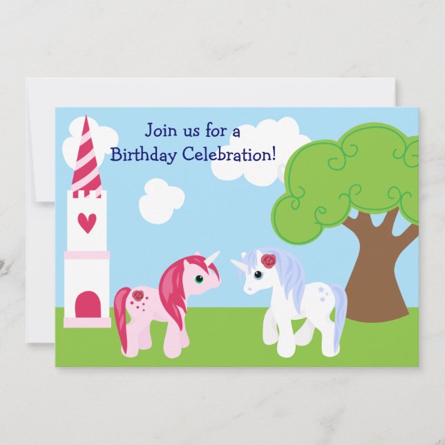 Cute Unicorn Birthday Invitation (Front)