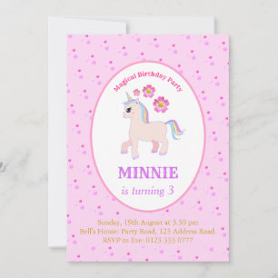 Cute Unicorn Birthday Party Invitation