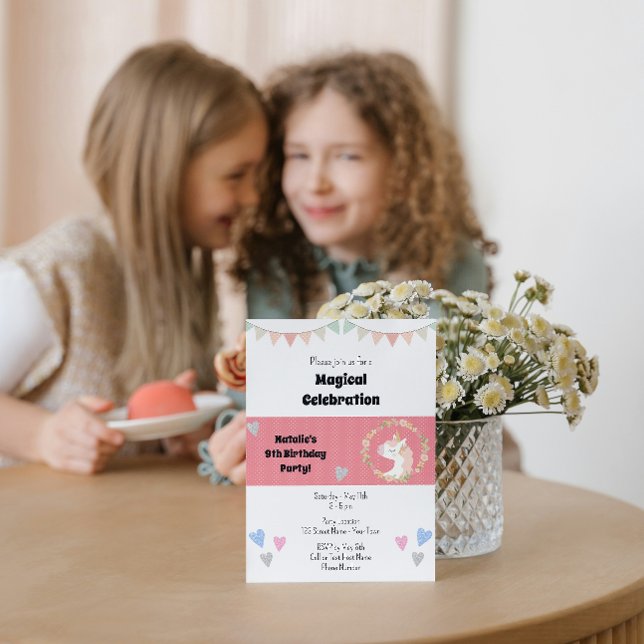 Cute Unicorn Birthday Party Invitation (Creator Uploaded)