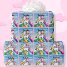 Cute UNICORN Birthday Personalize Girl's Name Age