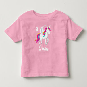 Cute Unicorn Birthday Personalized Pink Toddler T-shirt