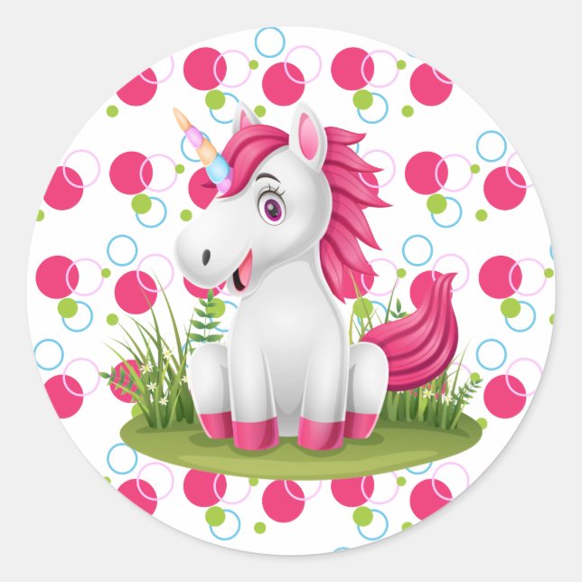 Cute Unicorn Birthday Sticker Favours (Front)