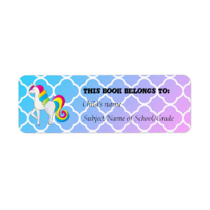 Cute Unicorn Blue and Pink Quatrefoil