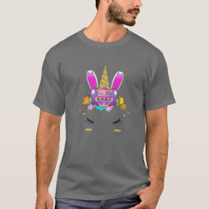 Cute Unicorn Bunny Ears Egg Face Easer Day Kids Gi T-Shirt