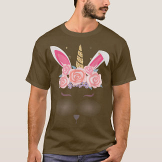 Cute Unicorn Bunny Face Easter Day Kids Girls Wome T-Shirt