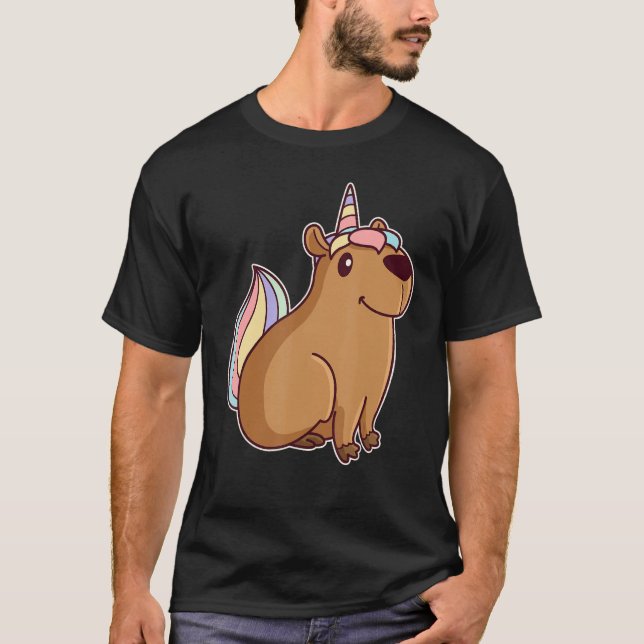 Cute Unicorn Capybara T-Shirt (Front)