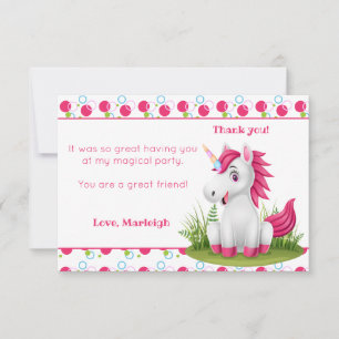 Cute Unicorn Carte de remerciements avec Pois