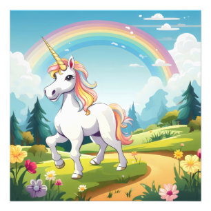 Cute Unicorn Cartoon Photo Print
