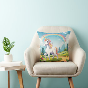 Cute Unicorn Cartoon Throw Pillow