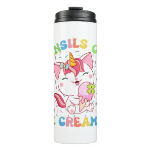 Cute Unicorn Cat with Ice Cream Funny Pun Thermal Tumbler