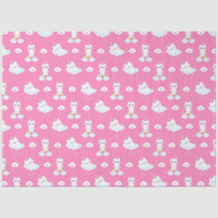 Cute Unicorn Cats Hot Pink Patterns Tissue Paper
