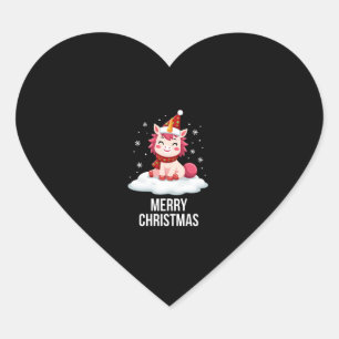 Cute unicorn Christmas hat unicorn Christmas T-Shi Heart Sticker