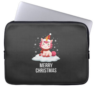 Cute unicorn Christmas hat unicorn Christmas T-Shi Laptop Sleeve