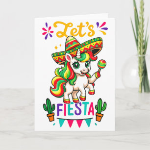 Cute Unicorn Cinco De Mayo Lets Fiesta Mexican Gir Card