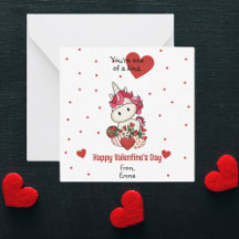 Cute Unicorn Classroom Valentine's Day Cards