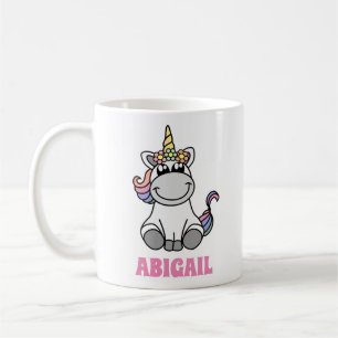 Cute Unicorn Colorful Personalized Custom Name Coffee Mug
