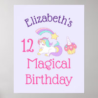 Cute Unicorn Colorful Shooting Star & Cupcake