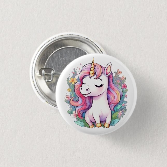 Cute Unicorn Cool Unicorn positive 1 Inch Round Button (Front & Back)