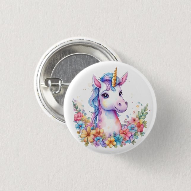 Cute Unicorn Cool Unicorn positive 1 Inch Round Button (Front & Back)