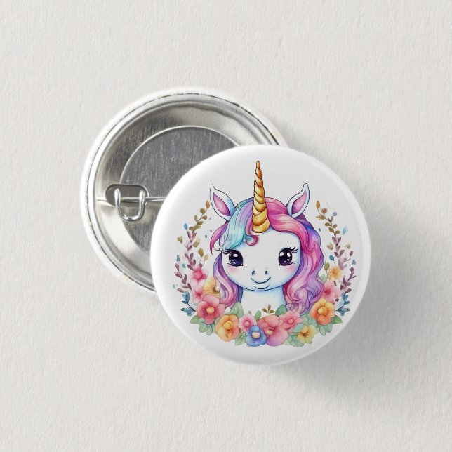 Cute Unicorn Cool Unicorn positive 1 Inch Round Button (Front & Back)