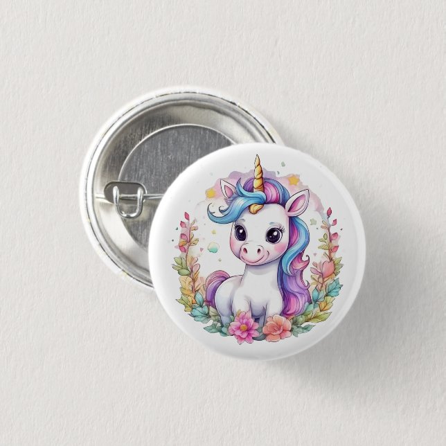 Cute Unicorn Cool Unicorn positive 1 Inch Round Button (Front & Back)
