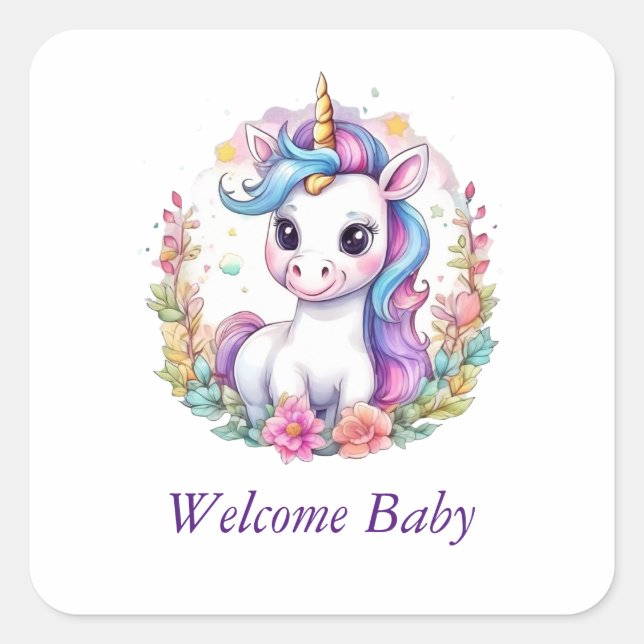 Cute Unicorn Cool Unicorn positive Square Sticker (Front)