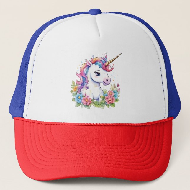Cute Unicorn Cool Unicorn positive Trucker Hat (Front)