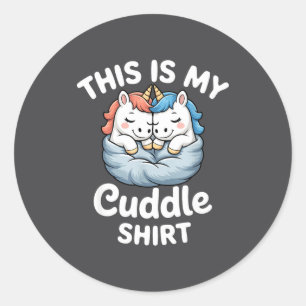 Cute Unicorn Couple Snuggle This Is My Cuddle  Classic Round Sticker